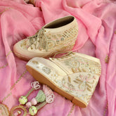 Gold Customizable Embroidered Sneaker Wedges | Tiesta Shoes